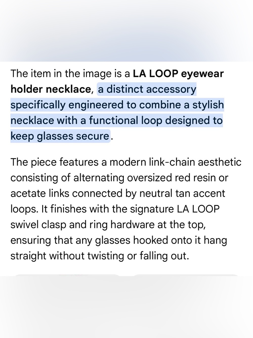 LA LOOP Eyeglasses Holders Necklace Acetate Links Red & Tan Sterling Clasp - Picture 13 of 13